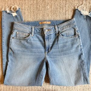 Joe’s Jeans The Skinny Mid-Rise Raw Hem Distressed Ankle Jeans W26 Light Wash